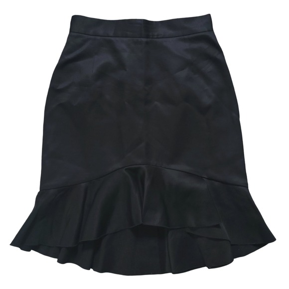 Prada Black Wool Silk Blend Flounce Hem Midi Skirt Made in Italy Size‎ 4 Luxury - Picture 1 of 8